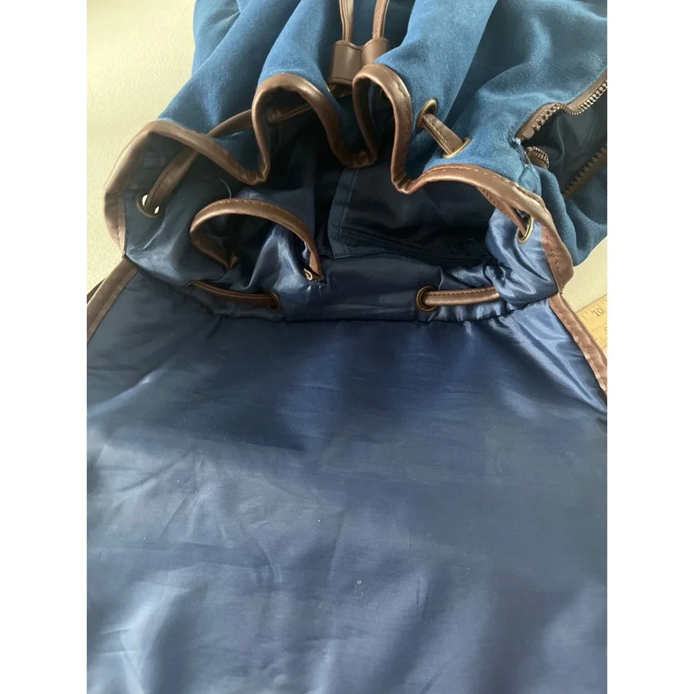 Disney Vacation Club Member Canvas Backpack Blue Brown DVC Rucksack Vintage